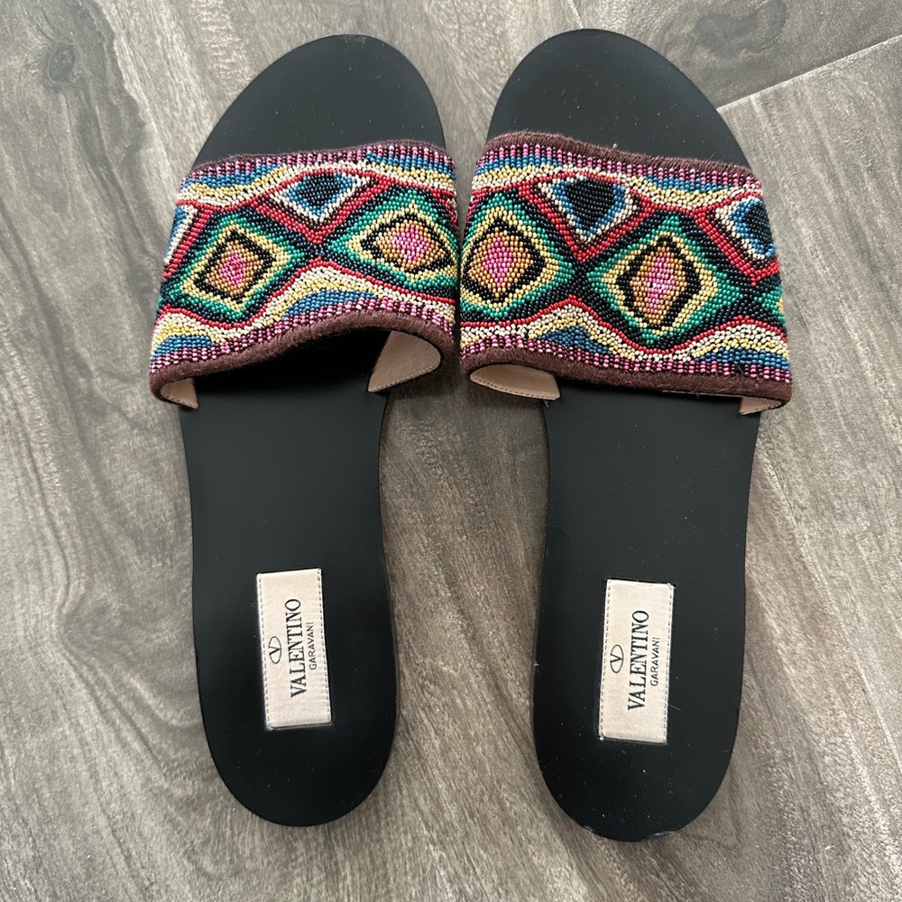 Valentino slides with beading